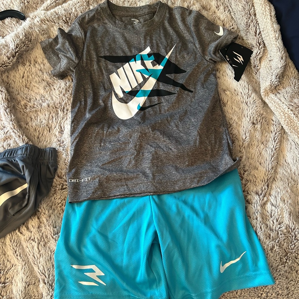 Nike Charcoal Gray Tee with Blue Accents
